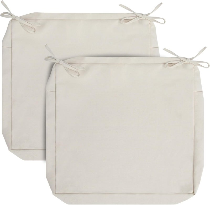 FUNHOME Outdoor Chair Cushion Covers 2 Pack, No Insert! Patio Cushion Covers Replacement 20" x 18" x 4", Water Resistant Patio Chair Cushion Slipcovers, Cream White(Covers ONLY) - Image 1